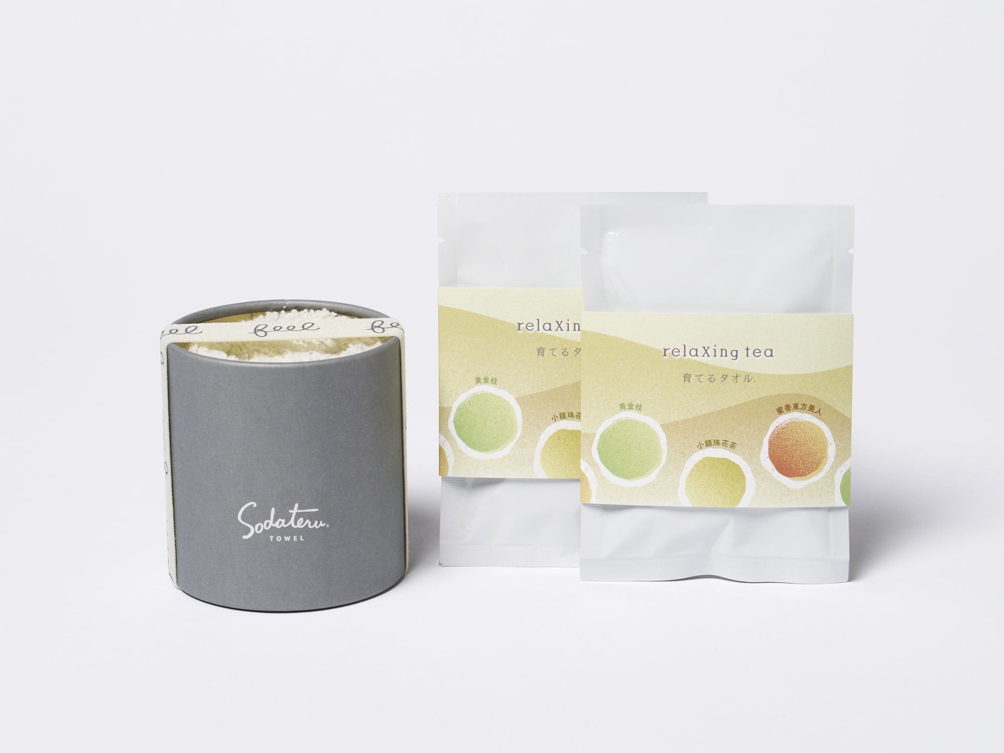 feel プチハンドタオル＋遊茶 relaxing tea(2包)ギフトセット