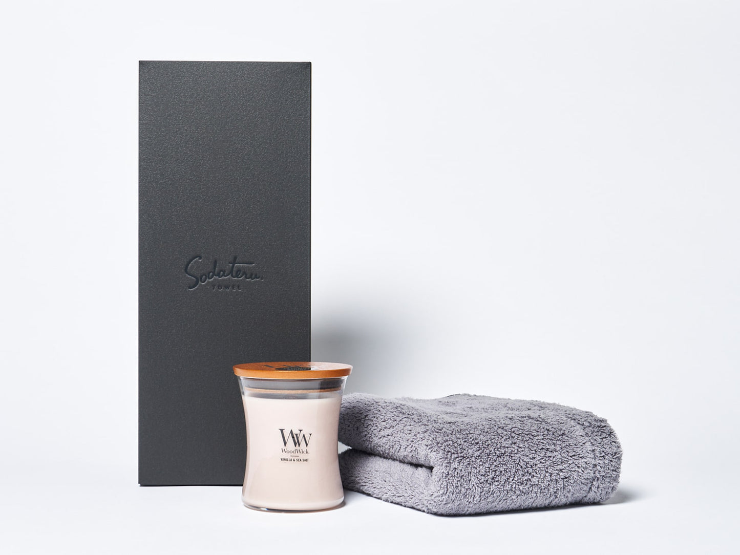 MARQUE ドゥミ(ミニバスタオル) ＋WoodWick ジャーキャンドル ギフトセット