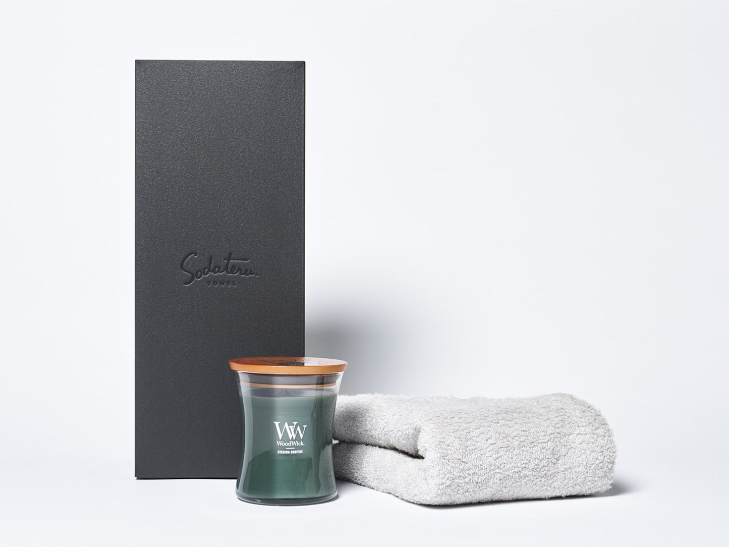 MARQUE ドゥミ(ミニバスタオル) ＋WoodWick ジャーキャンドル ギフトセット